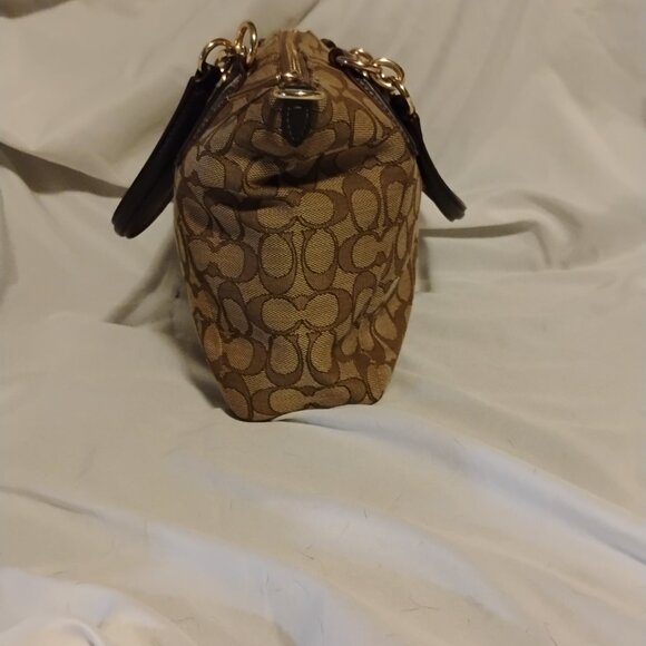 Coach Khaki Brown Kelsey Signature Jacquard Small Satchel Crossbody Bag No Strap - Picture 3 of 11